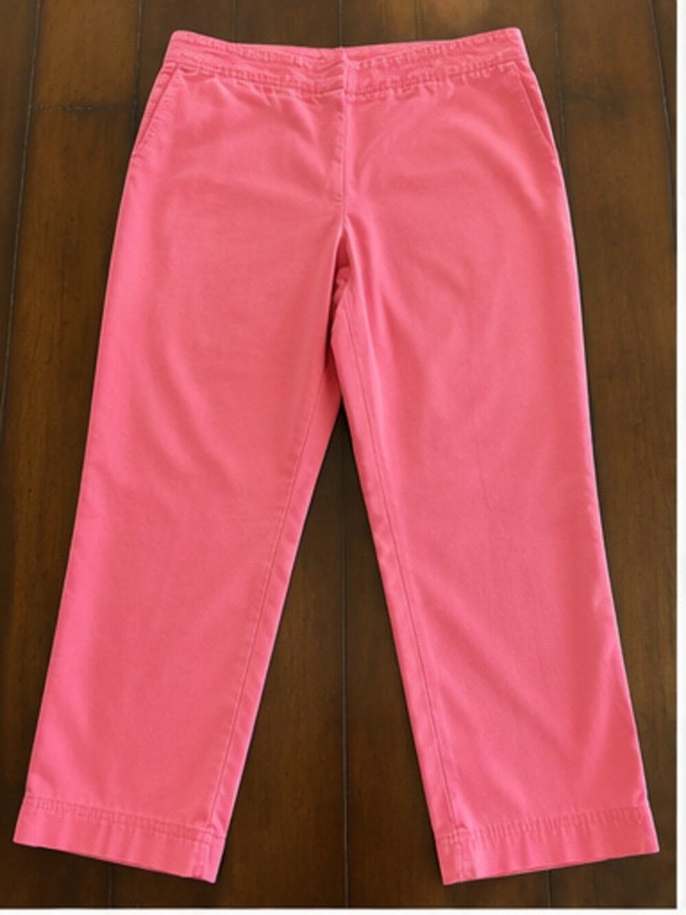 Talbots Womens Pants Size 12 Coral Pink Stretch Cotton Side Zip Straight Leg